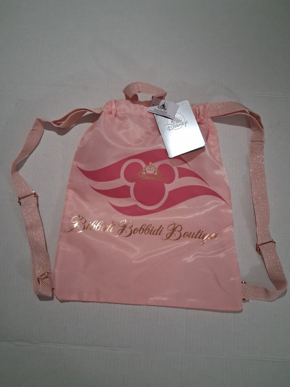 Disney Cruise Line "Bibbidi Bobbidi Boutique" Drawstring Backpack Pink Minnie